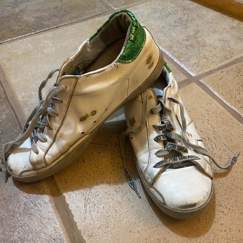 Golden goose superstar leather glitter low top sneakers size 7.5